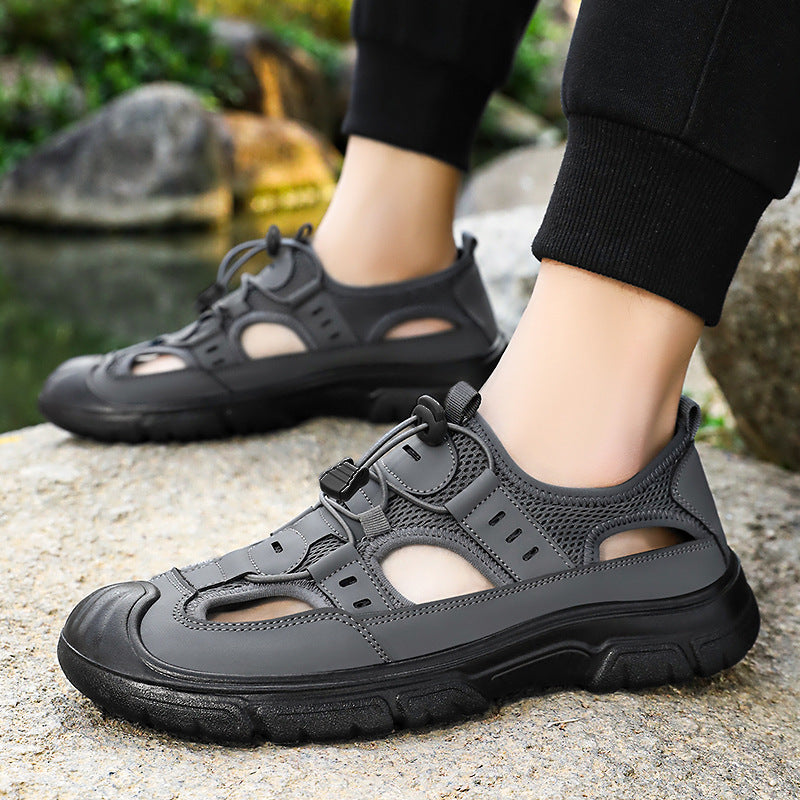 Zapatos Hombres sandalias transpirables en verano, zapatos de red, zapatos casuales, zapatos de padre de mediana edad y ancianos