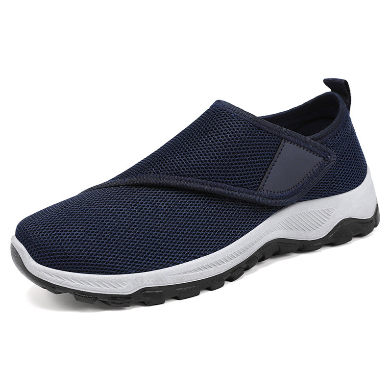 Zapatos masculinos nueva superficie de la red en primavera zapatos casuales transpirables convenientes pegatinas mágicas zapatos para ancianos