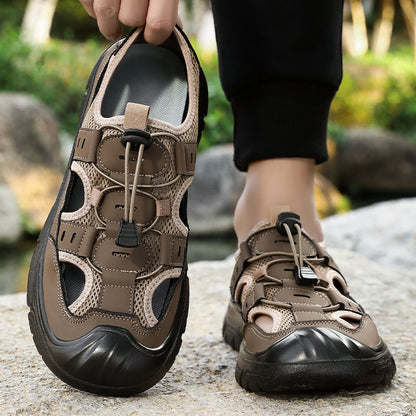 Zapatos Hombres sandalias transpirables en verano, zapatos de red, zapatos casuales, zapatos de padre de mediana edad y ancianos