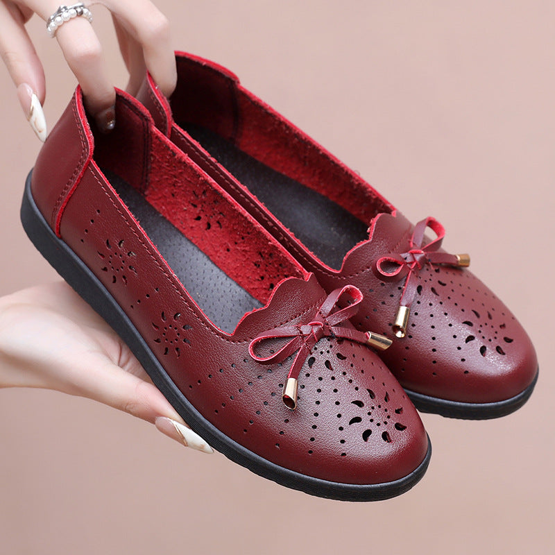 Zapatos de verano cómodos de piel con suela blanda