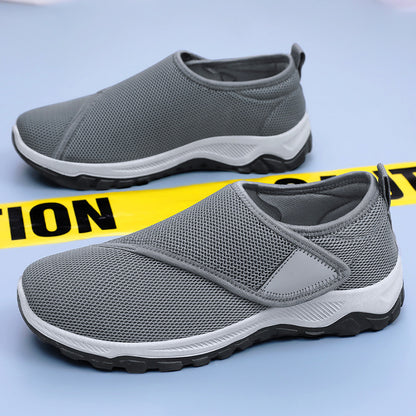 Zapatos masculinos nueva superficie de la red en primavera zapatos casuales transpirables convenientes pegatinas mágicas zapatos para ancianos