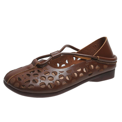 Sandalias cerradas planas estilo vintage para mujer26623