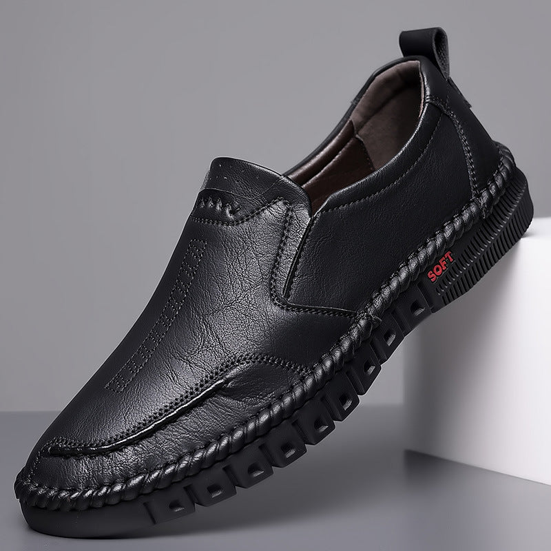 Zapatos en la primavera de 2025, nuevos zapatos de moda, zapatos de cuero para hombres, suelas blandas, zapatos de padre de mediana edad, zapatos casuales, zapatos de cuero para hombres
