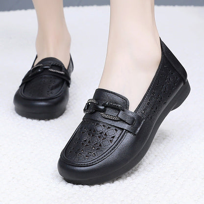 Sandalias de piel femenina (botones dobles)