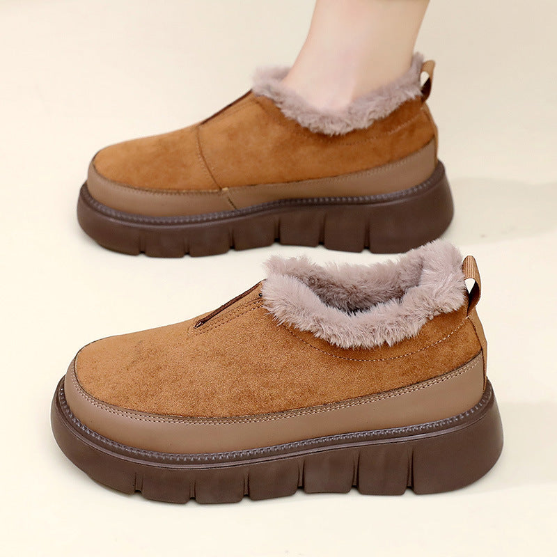 Botas de nieve de ante con suela gruesa antideslizante