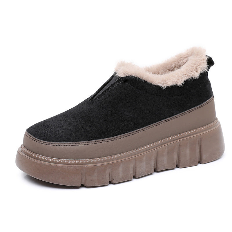 Botas de nieve de ante con suela gruesa antideslizante