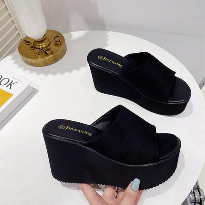 Sandalias con tacón de cuña y plataforma para mujer