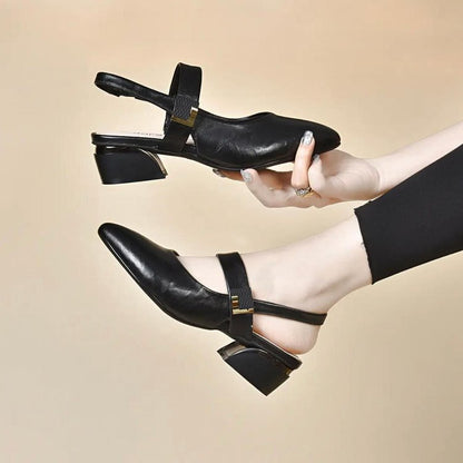 100% cuero genuino Tacones altos de cuero suave