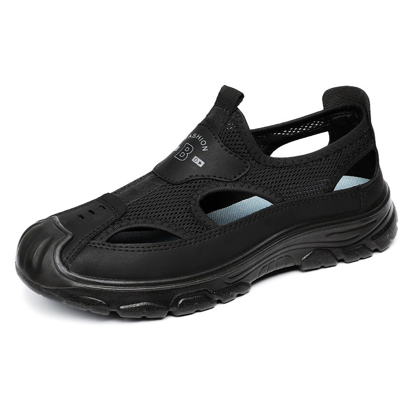 Sandalias masculinas nuevas zapatillas masculinas huecas con superficie de malla transpirable en verano