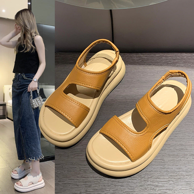 Sandalias sport plataforma piel suave