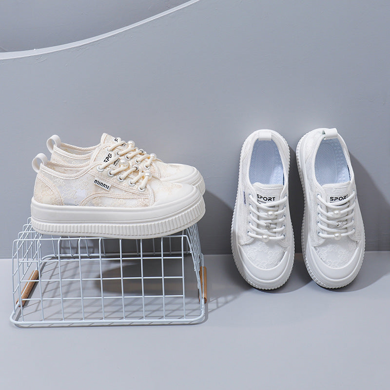 2025 nuevos zapatos blancos transpirables rojos de Internet de verano