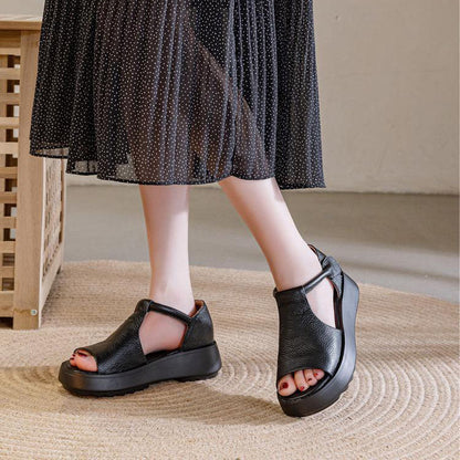 Sandalias de cuña con plataforma y parte abierta para mujer