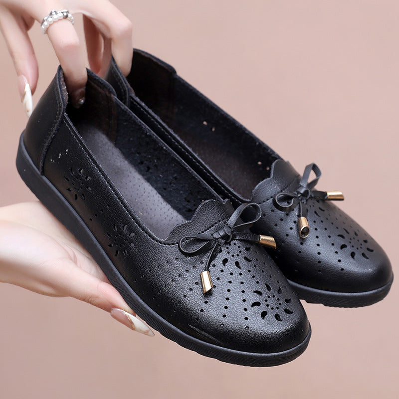 Zapatos de verano cómodos de piel con suela blanda