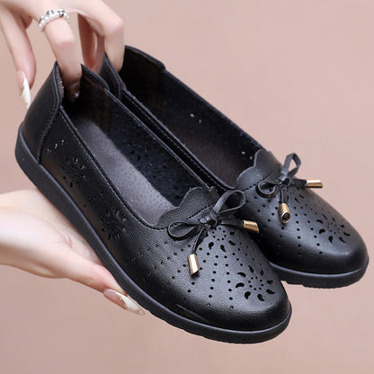 Zapatos de verano cómodos de piel con suela blanda
