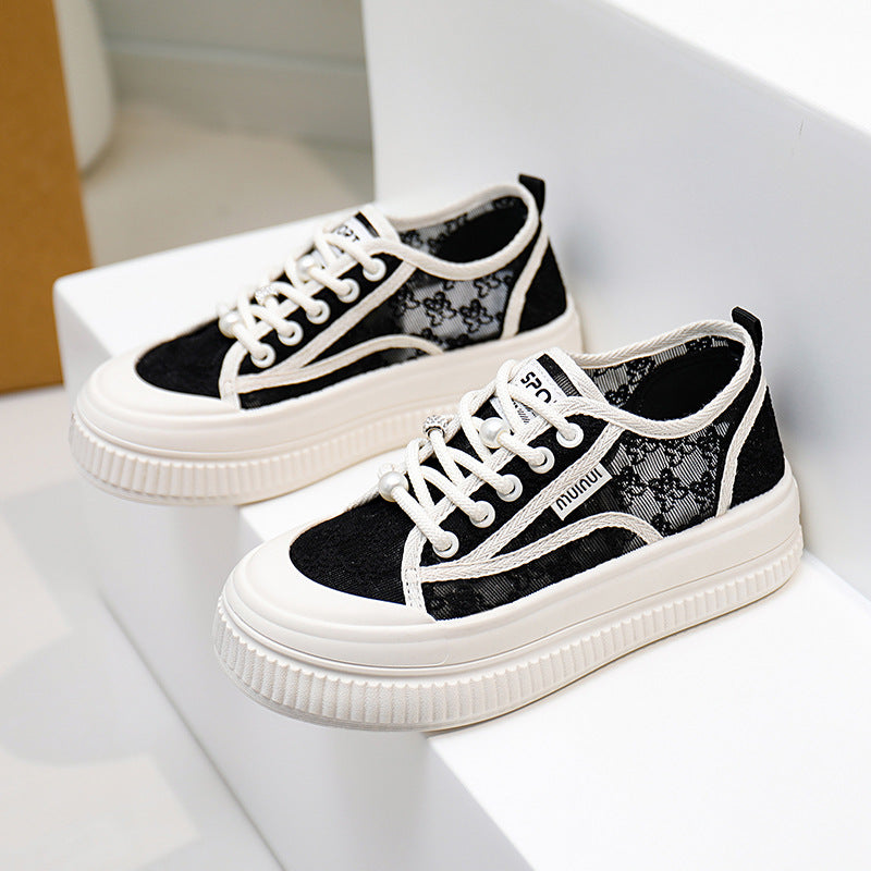 2025 nuevos zapatos blancos transpirables rojos de Internet de verano
