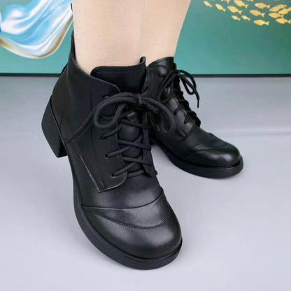 Botas de tacón grueso con punta redonda y forro polar