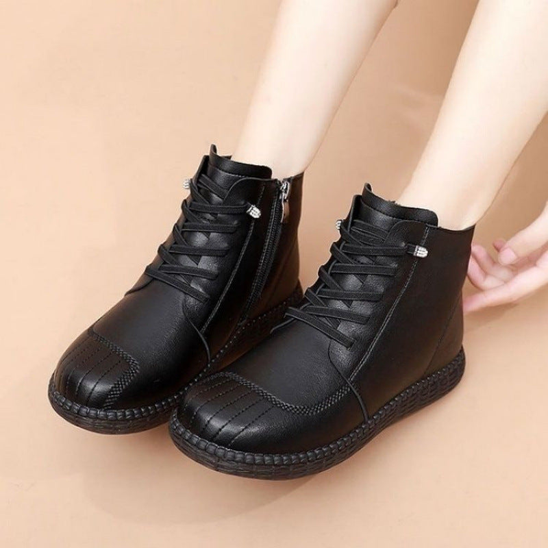 Botas De Raya Botas de cuero femenino (rayas en la punta del zapato) – Magiau