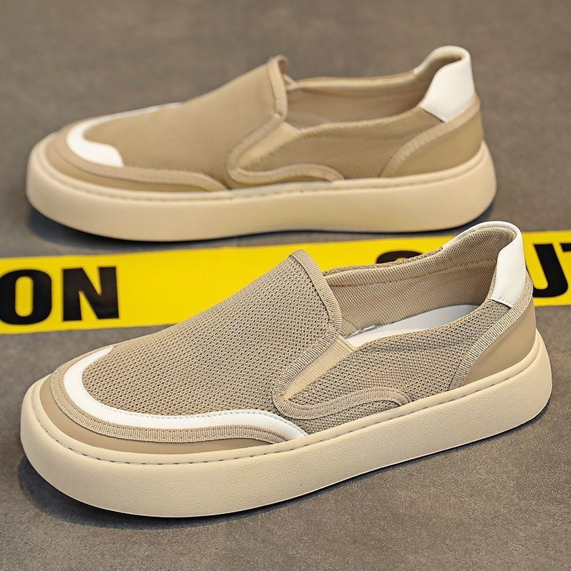 Zapatos masculinos en verano con marea de lona transpirable y zapatos casuales perezosos