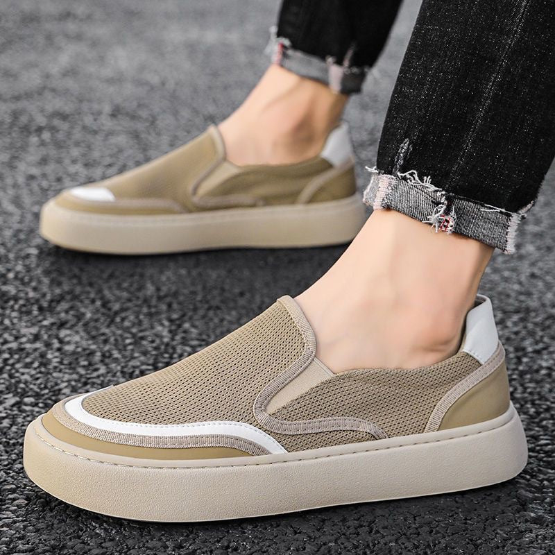 Zapatos masculinos en verano con marea de lona transpirable y zapatos casuales perezosos