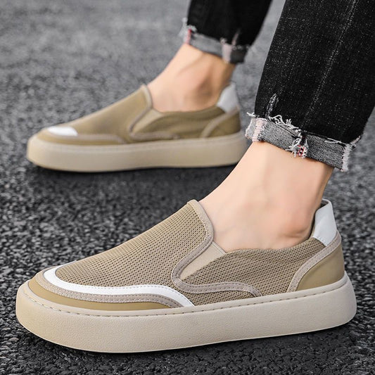 Zapatos masculinos en verano con marea de lona transpirable y zapatos casuales perezosos