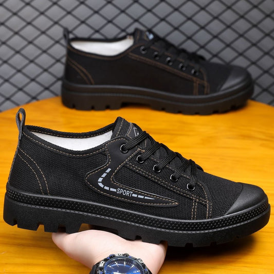 Zapatillas bajas 2025 para hombres, calzado de trabajo antideslizante y resistente al desgaste, zapatillas de senderismo bajas, zapatillas de moda estilo "Jiefang", zapatillas de ocio al aire libre y zapatillas para obras