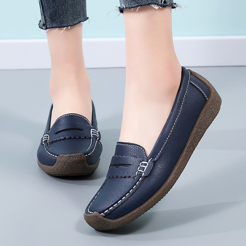 Zapatos de cuero de suela plana para mujeres 2025