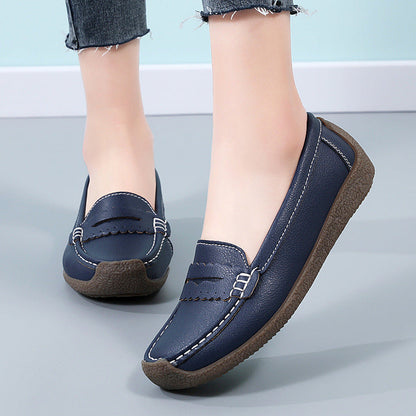 Zapatos de cuero de suela plana para mujeres 2025