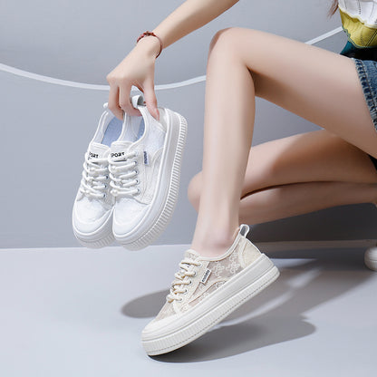 2025 nuevos zapatos blancos transpirables rojos de Internet de verano