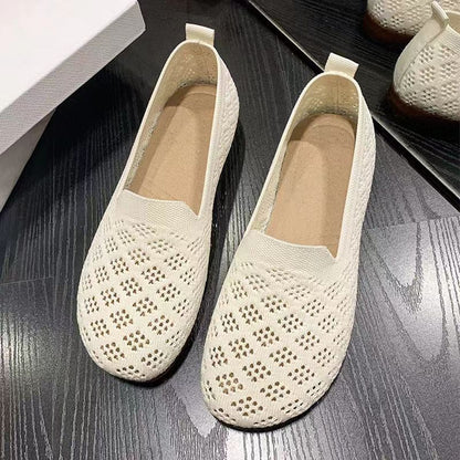 2024 nuevos zapatos de abuela de punto con mosca de malla de verano