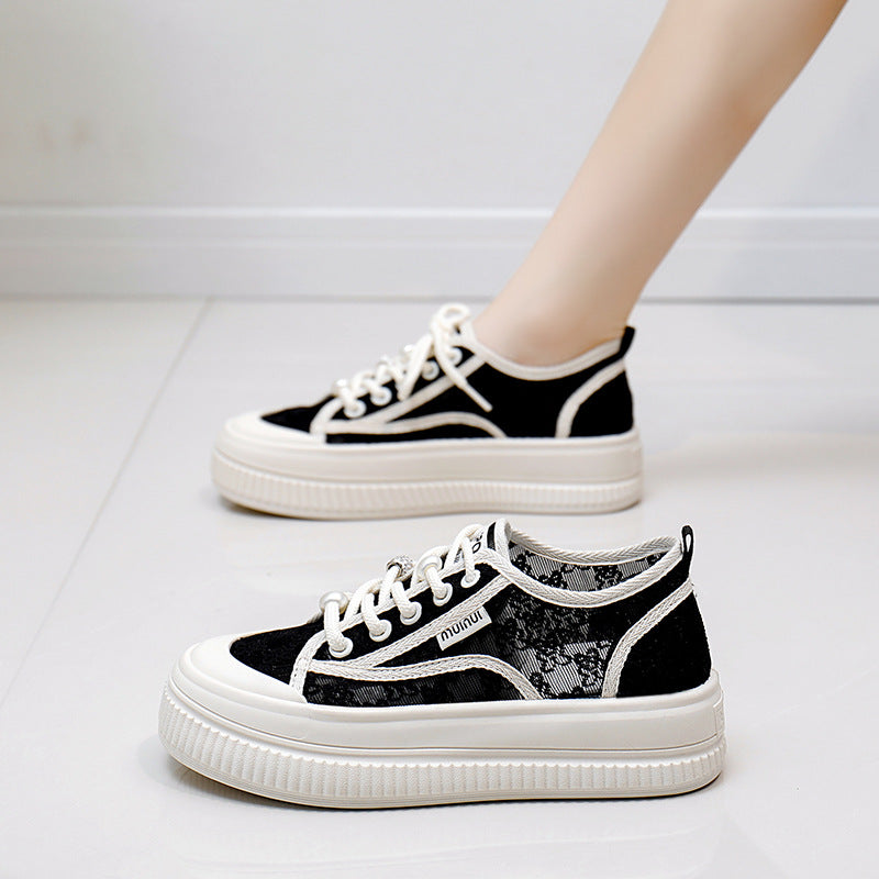 2025 nuevos zapatos blancos transpirables rojos de Internet de verano