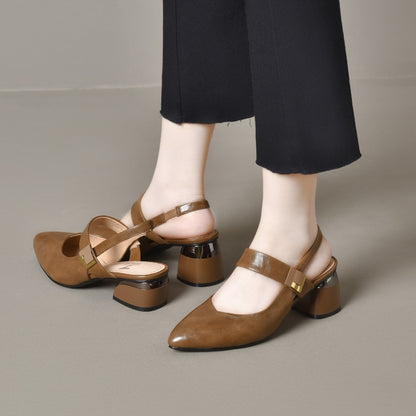 100% cuero genuino Tacones altos de cuero suave