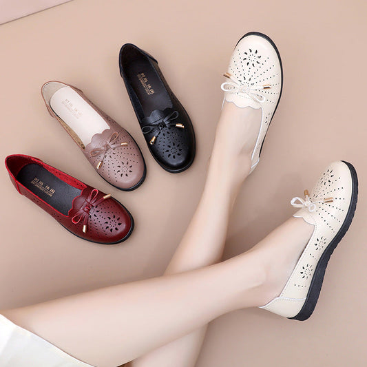 Zapatos de verano cómodos de piel con suela blanda