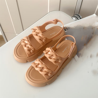 Sandalias con plataforma y decoración de cadena para mujer