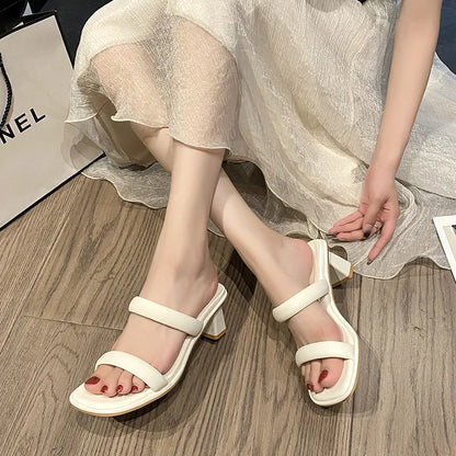 Chanclas de verano de tacón medio para mujer