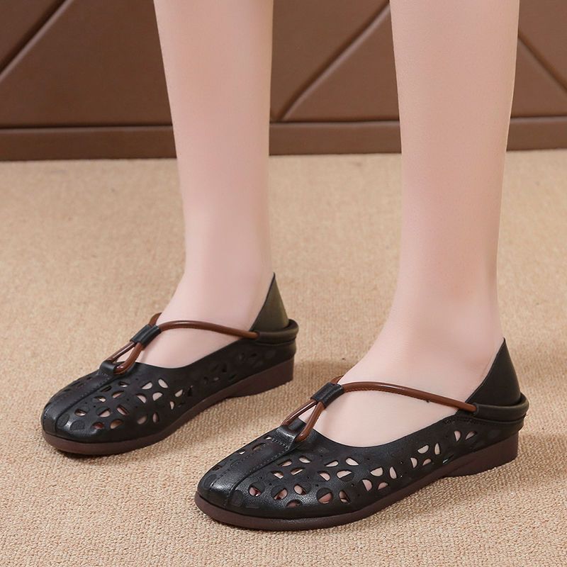 Sandalias cerradas planas estilo vintage para mujer26623