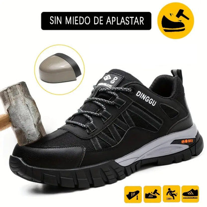 Zapatos de seguridad para el trabajo antideslizantes, antideslizantes, con punta de acero, a prueba de pinchazos, para hombres