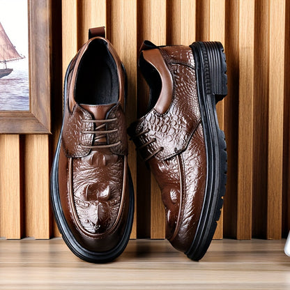 Men's Solid Colour Top Grain Cow Leather Upper Derby Shoes