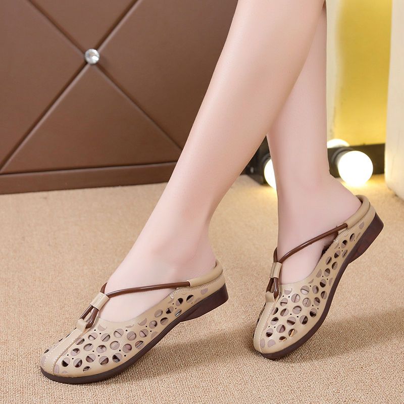 Sandalias cerradas planas estilo vintage para mujer26623