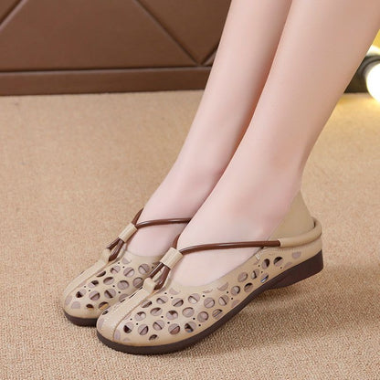 Sandalias cerradas planas estilo vintage para mujer26623