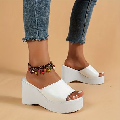 Sandalias clásicas de cuña de color liso para mujer