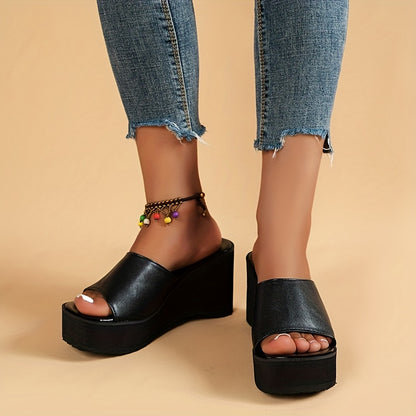 Sandalias clásicas de cuña de color liso para mujer