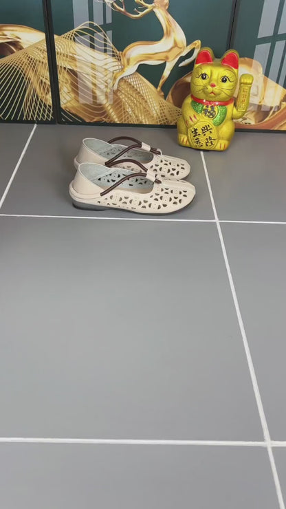 Sandalias cerradas planas estilo vintage para mujer26623