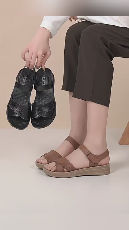 Sandalias de cuero de primera capa para mujer