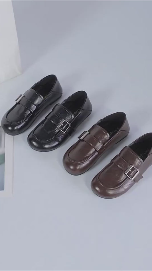 Zapatos retro de piel de dos vías