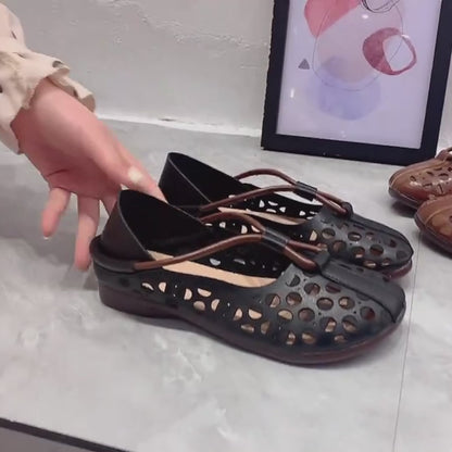 Sandalias cerradas planas estilo vintage para mujer26623