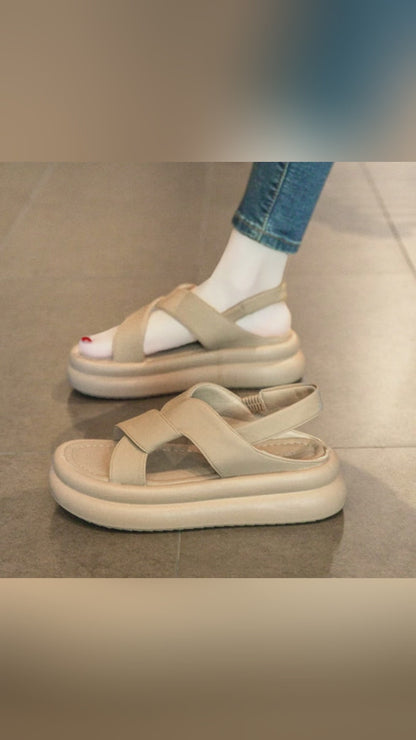 Sandalias de plataforma con tiras cruzadas para mujer