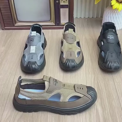 Sandalias masculinas nuevas zapatillas masculinas huecas con superficie de malla transpirable en verano