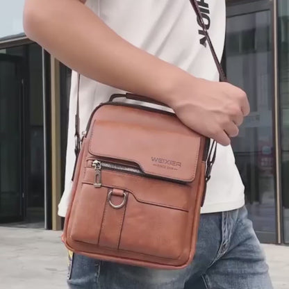[Cuero genuino] Bolso bandolera retro portátil