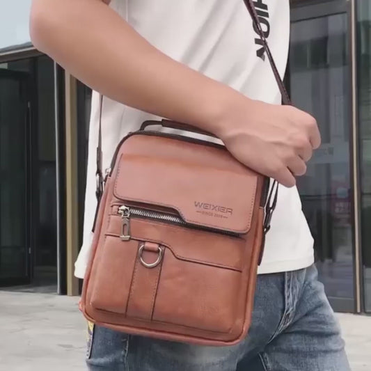 [Cuero genuino] Bolso bandolera retro portátil